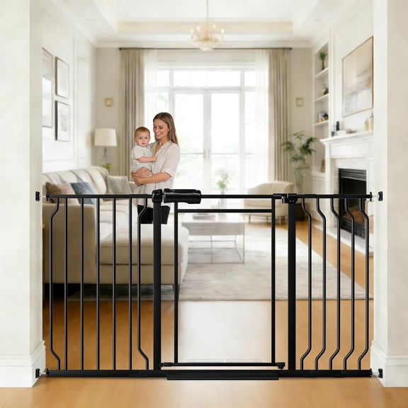 Clera Gate 29.14-57.48" Extra Wide Mounted Easy Walk Through Auto Close Safety Dog Pet Puppy For Doorways Kitchen
