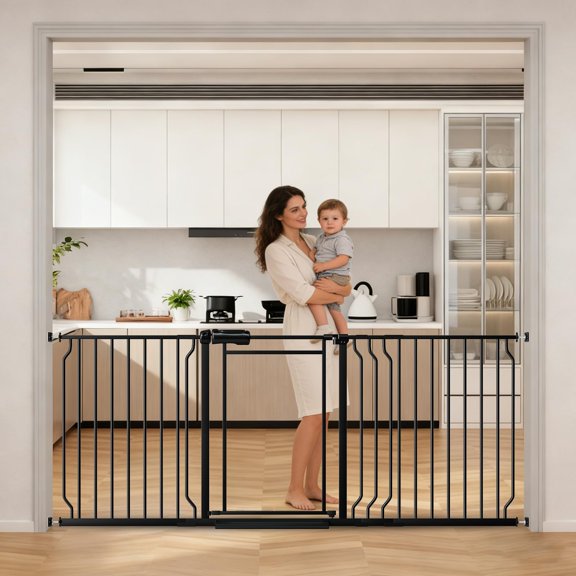 Clera Gate 66.93-74.8" Extra Wide Mounted Easy Walk Through Auto Close Safety Dog Pet Puppy For Doorways Kitchen