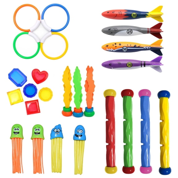 Clerance Under $1 PEONAVET Swimming Pool Diving Toys, Swimming Pool Sinking Toys Set for Kids Underwater Swimming Diving Training Toy Summer Pool Party Favors