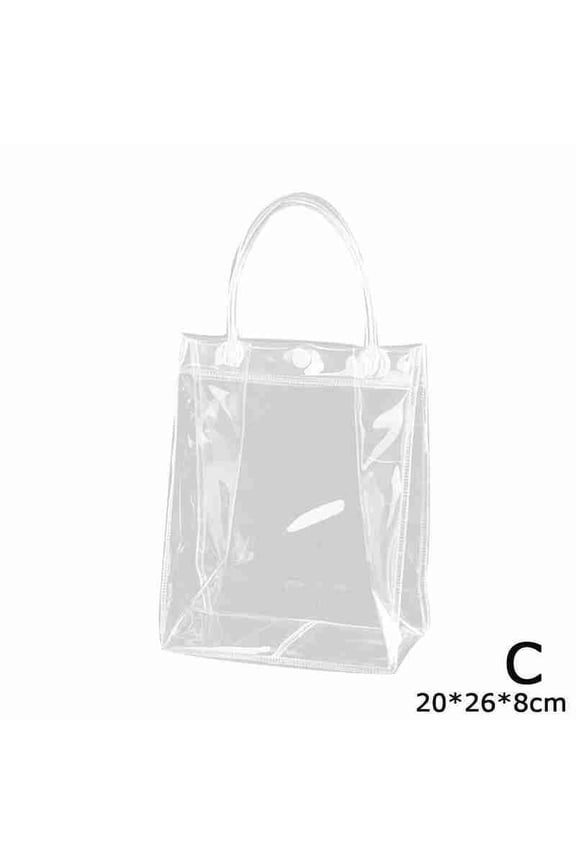 Clerance! 20*26*8cm Transparent Bag Pvc Handbag Plastic Packaging Bag Button Transparent Round Tube Handbag Can Be Customized With Logo