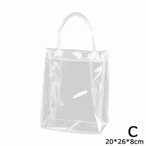 Clerance! 20*26*8cm Transparent Bag Pvc Handbag Plastic Packaging Bag Button Transparent Round Tube Handbag Can Be Customized With Logo