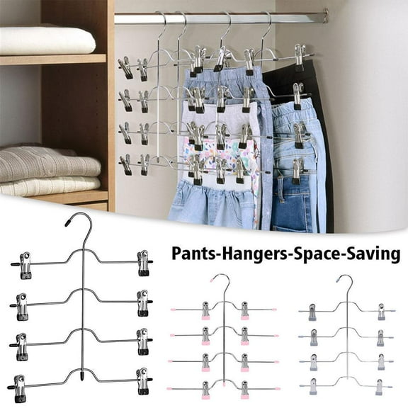 Clerance! 4Tier Skirt Hangers with Clips Pant Hangers Space Multiple Saving