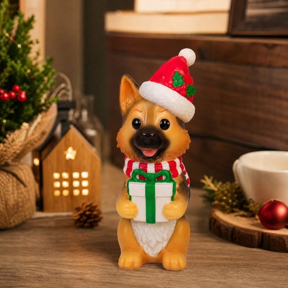 Clerance! 7.87" Lighted Blow Mold Dog Indoor/Outdoor Christmas Decoration, Multicolor, Holiday Statue for Tabletop Mantel Covered Porch Home Christmas Gift