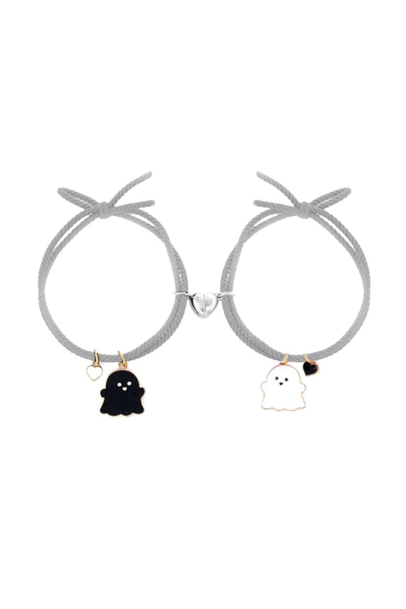 ! A Pair Of Gray Rope Ghost Couple Bracelets For Boyfriends, A Small Leather Case, Love Attraction Bracelets For Women, Small Rubber Bands