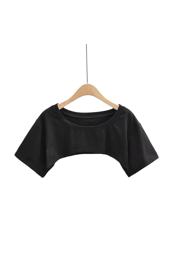 Clerance! Black One-Size Solid Color Ultra-Short Short-Sleeved T-Shirt For Women Summer New Style Simple Korean Style Design Niche Blouse Hot Girl Top