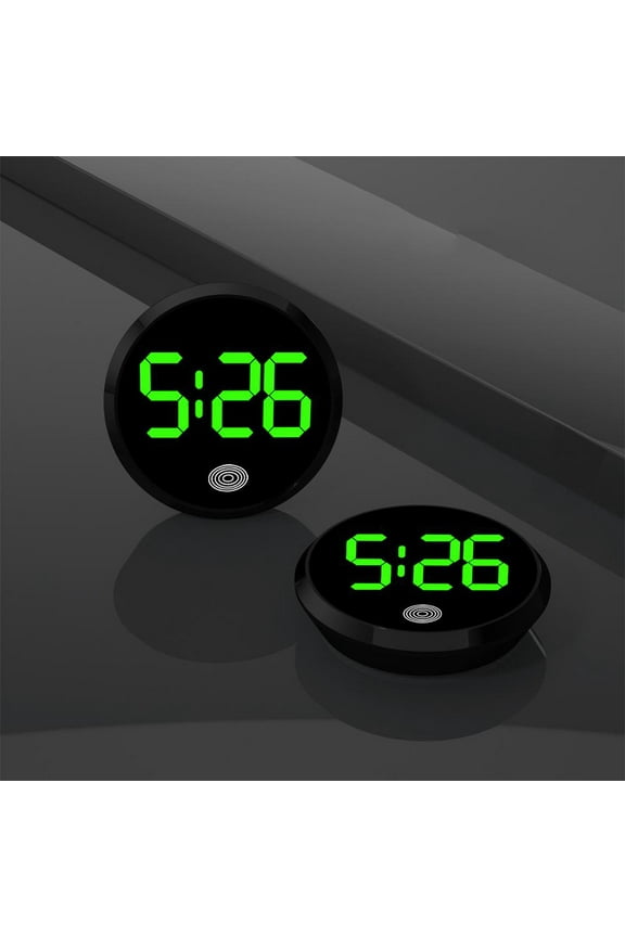 Clerance! Black Shell Green Light + Sticker Factory Direct Sales New Fashion Led Electronic Watch Round Alloy Touch Luminous Creative Digital Clock Wholesale