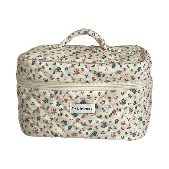 Clerance! Corduroy Pastoral Floral (Cosmetic Bag) Corduroy Pastoral Floral Octagonal Bag Cosmetic Bag Fresh And Sweet Wash Bag Portable Quilted Soft Storage Bag