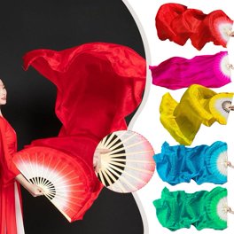 Dengjunhu Long Dance Fan, Belly Dance Bamboo Fan,Yangko Fan Silk ...