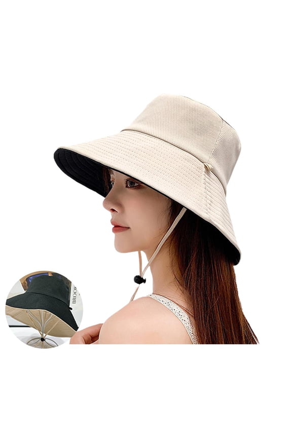 Double-Sided Women'S Sun Hat Double-Sided Large Brim Fisherman Hat Korean Version Student All-Match Basin Hat Summer Breathable Sun Protection Sun Hat