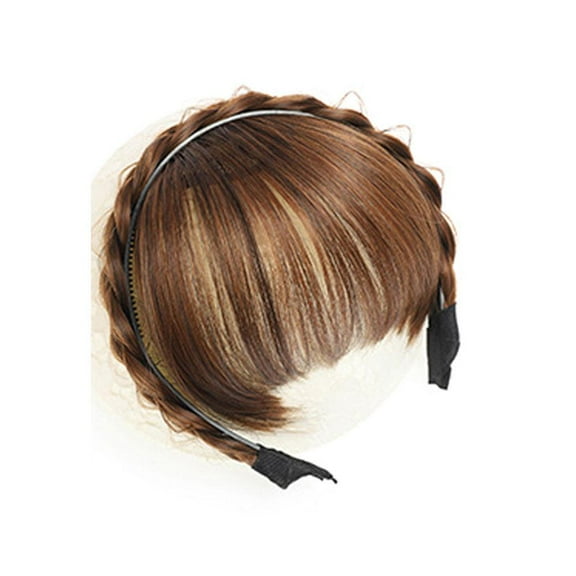 Clerance! Fishbone Air Bangs Light Brown Wig Headband Air Bangs Female One-Piece Braid Natural Invisible Bangs Seamless Fake Bangs To Reduce Age
