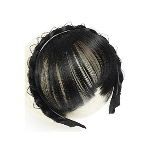 Clerance! Fishbone Air Bangs Natural Black Wig Headband Air Bangs Female One-Piece Braid Natural Invisible Bangs Seamless Fake Bangs To Reduce Age