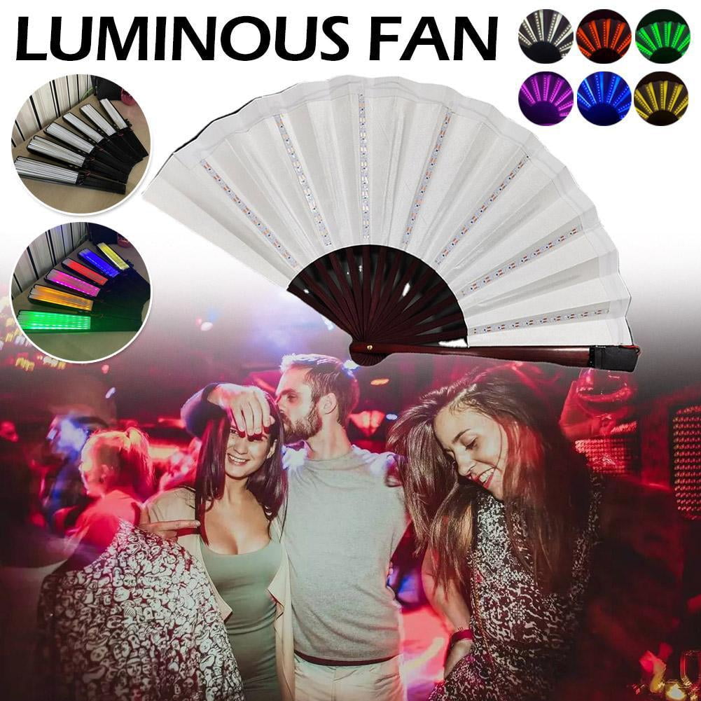 Led Fan Foldable HPDL Glow Folding Led Fan Dancing Light Night Show Christmas Halloween ...