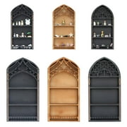 Clerance! Gothic Window Crystal Shelf Display for WallWall Mounted Floating Shelves Old Church Window Crystal Wall ShelfWall Hanging Gothic Boho Black Essential Oil Shelf
