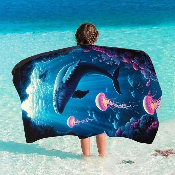 Clerance PEONAVET Kids Beach Towels, Microfiber Ocean Bath Towel for Boys and Girls, Quick Dry Lightweight Soft Sand Free Beach Towel for Beach Pool, 59×29 In