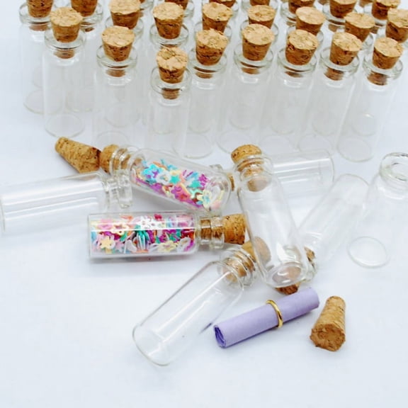 Clerance! PawCasa 10x Small Clear Glass Bottle Wishing Vials Storage Cork with Stopper AU STOCK
