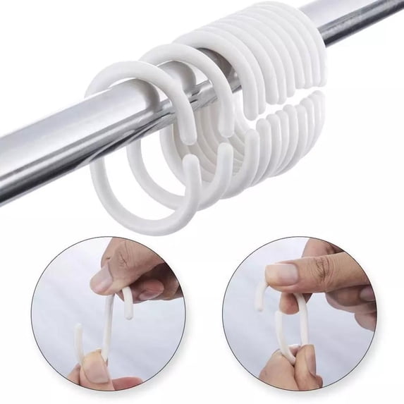 Clerance! PawCasa 12 x Shower Curtain Rings Hook Bathroom Plastic Strong Rail Pole Guide