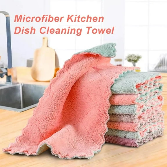 Clerance! PawCasa 1x Rag Washcloth Kitchen Utensils Kitchen Double Sided Absorbent Dish Cloth