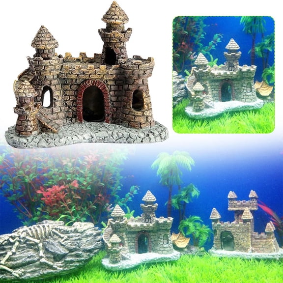Clerance! PawCasa Ancient Castle Villa Fish Tank Aquarium Dection Ornament Hole House