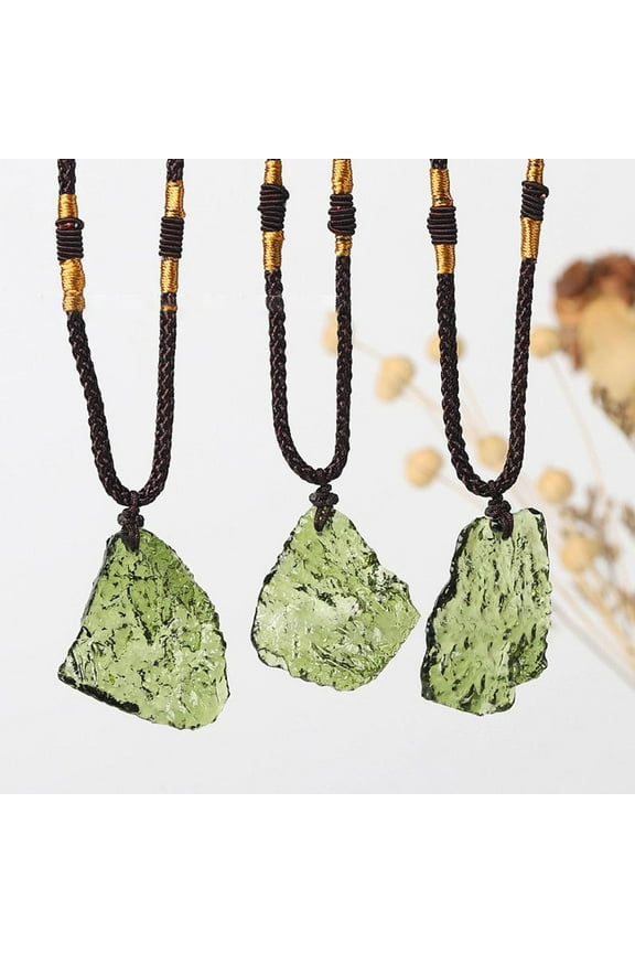 Clerance! PawCasa Natural Moldavite Impact Glass Czech Meteorite Energy Chakra Pendants StoneUKF
