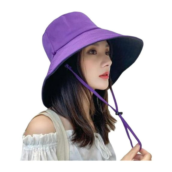 Clerance! Purple Women'S Sun Hat Double-Sided Large Brim Fisherman Hat Korean Version Student All-Match Basin Hat Summer Breathable Sun Protection Sun Hat