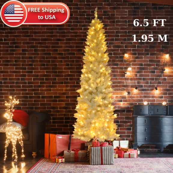 Clerance Sale! 6.5ft Flocking Tied Light Christmas Tree