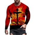 thumbnail image 1 of Clerance-Sale Long Sleeve Tee Shirts for Men Round Neck Casual Mens Shirts Casual Cross Printing Tie-Dye Retro Big & Tall Men's Shirts Softy Lightweight Softy Fall Tops(Red,L), 1 of 8