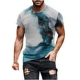 thumbnail image 1 of Clerance-Sale Mens Shirts Fashion Marbling Printing Short Sleeve Men's T-shirts Stylish Big & Tall Plus Size Mens Tops Workout Trendy Crew Neck Daily Tank Tops Men(Sky Blue,3XL), 1 of 5