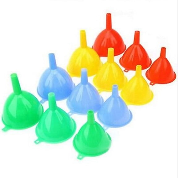 3 Piece Funnel Set, Plastic Funnels in 3 Sizes for Kitchen Lab Home, Random Color, 2.4 3.1 3.6 inches
