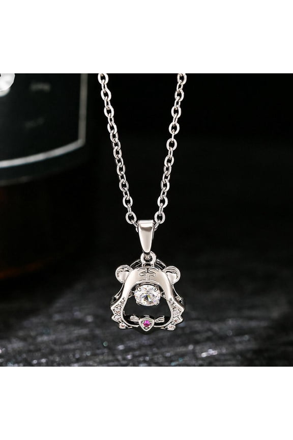 Clerance! Tiger Zodiac Dynamic Necklace For Women, Micro-Inlaid, Personalized, Internet Celebrity, Titanium Steel Necklace, Birth Year Pendant