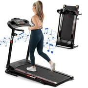 SWERTOY 2.5HP Foldable Treadmill with 3-Level Manual Incline Treadmill LED Display for Home Office 265lbs Capacity Walking Pad Jogging Running Machine