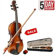 Clerance! Violin Set, 1/2 Fiddle with Rosin Carrying Case, Solid Wood Violins Musical Instrument Beginners Kit Gift