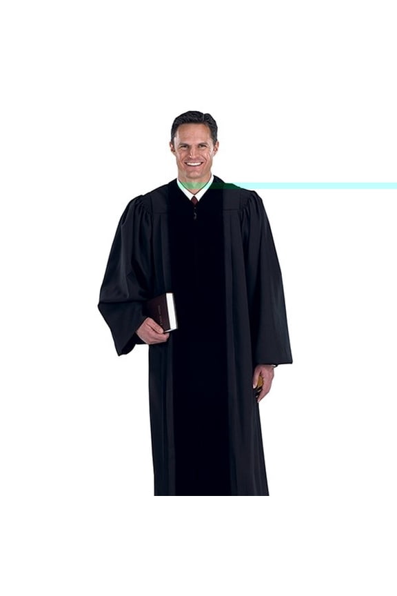 Clergy Robe-Cambridge Pulpit With Velvet Panels-Black-Small Long