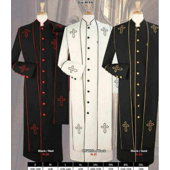 Clergy robe Men's Cassock Pastor Robe With Matching Stole