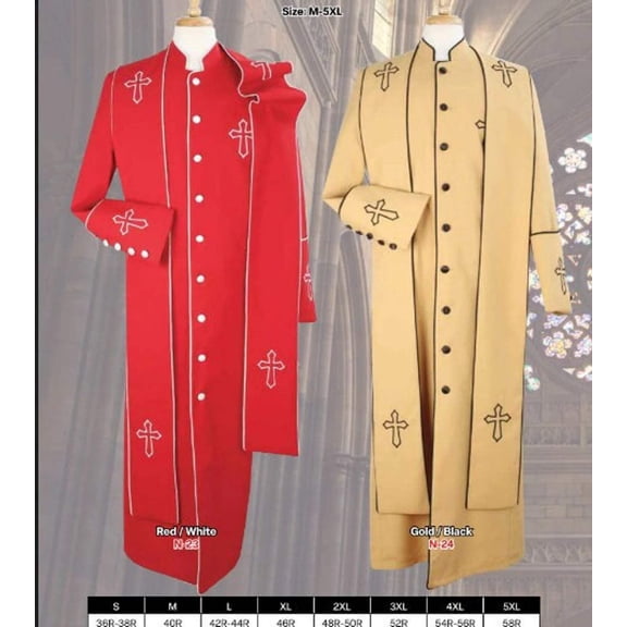 Clergy robe Men's Cassock Pastor Robe With Matching Stole