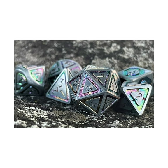 Misty Mountain Gaming Poly Set - Cleric's Domain, Silver Iridescent Metal Dice (7) New