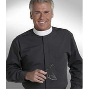 CHRISTIAN BRANDS CHURCH SUPPLY Clerical Shirt-Long Sleeve Banded Collar-15X34/35-Black