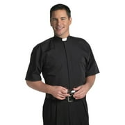 Clerical Shirt-Short Sleeve Tab Collar-16.5 In-Black