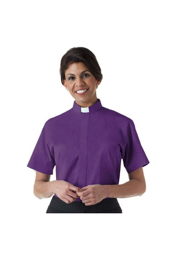Clerical Shirt-Women-Short Sleeve Tab Collar-Size 16-Church Purple