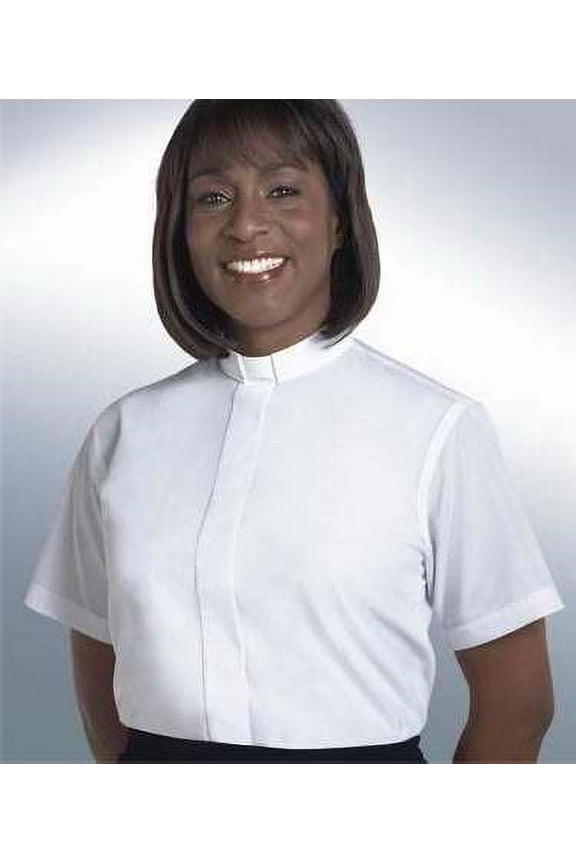 Clerical Shirt-Women-Short Sleeve Tab Collar-Size 18-White