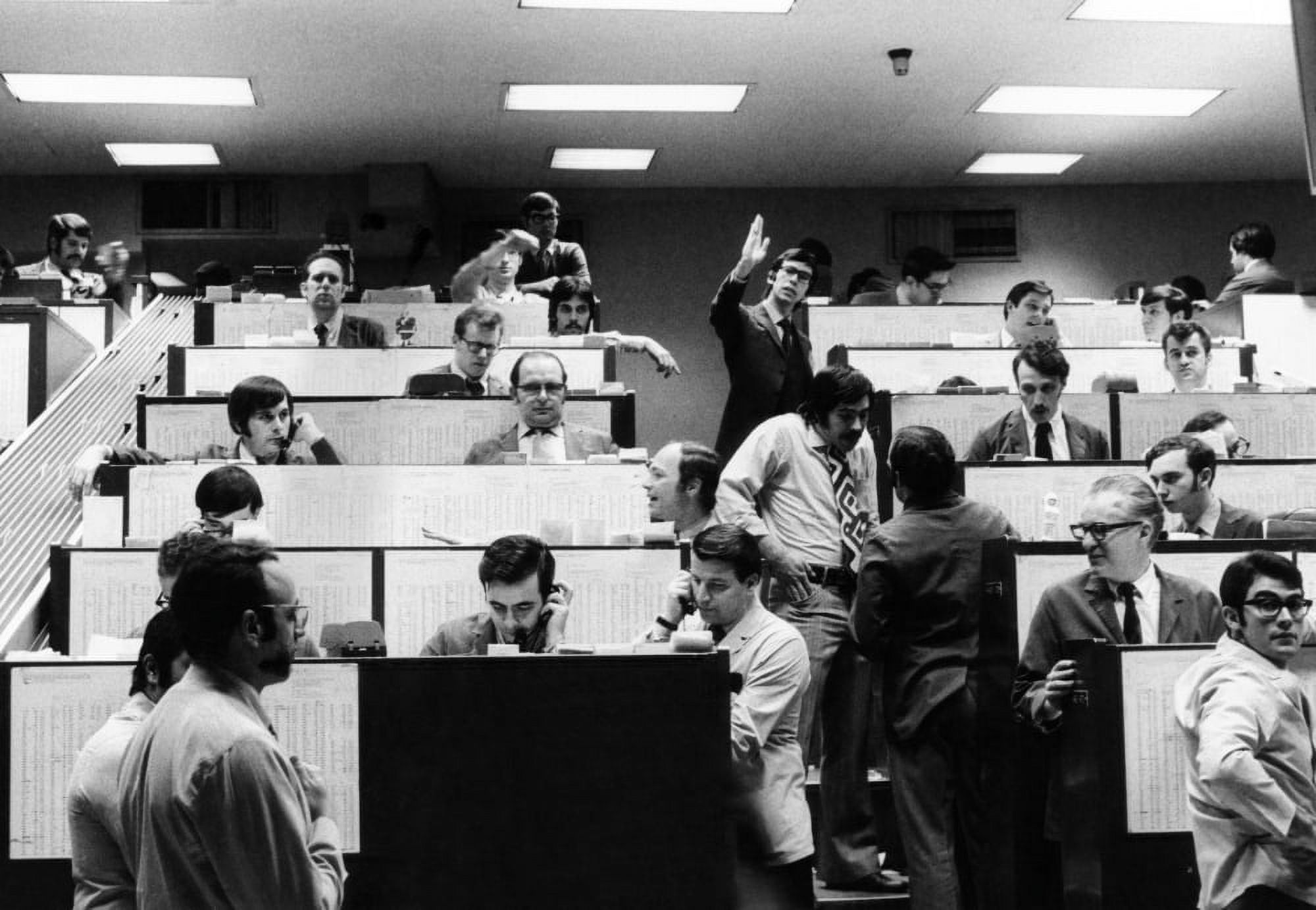 Clerks At The American Stock Exchange Use Hand Signals To Communicate