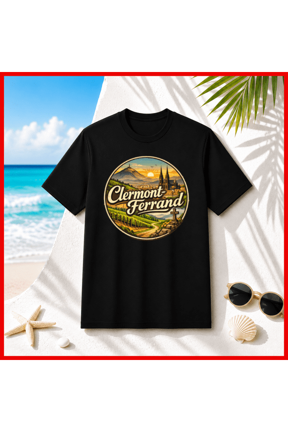 Clermont-Ferrand Vintage Sunset Travel Graphic Unisex T-Shirt, S-5XL
