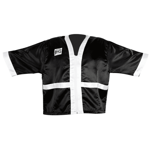 Cleto Reyes Boxing Trainers and Coaches Satin Corner Robe Competition Uniform Apparel for Men and Women, Large, Black White