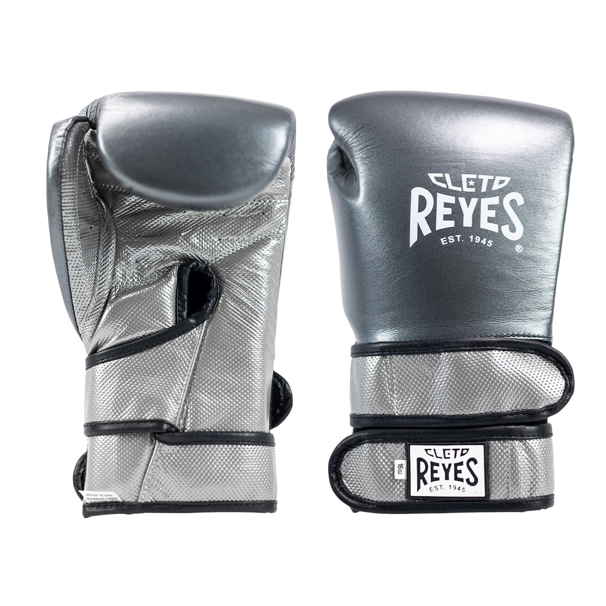 Cleto Reyes Hero Double Loop Boxing Gloves for Men and Women (12oz, Oxford Gray/Silver)