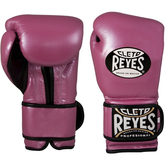 Cleto Reyes Hook and Loop Leather Training Boxing Gloves - 14 oz - Pink