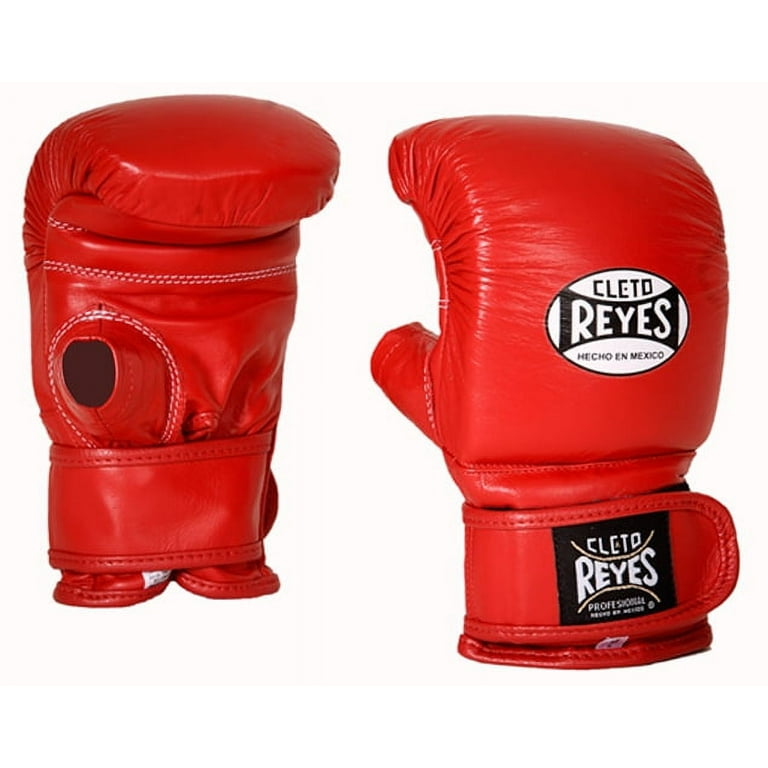 Cleto Reyes Leather Boxing Bag Gloves with Hook and Loop Closure Red