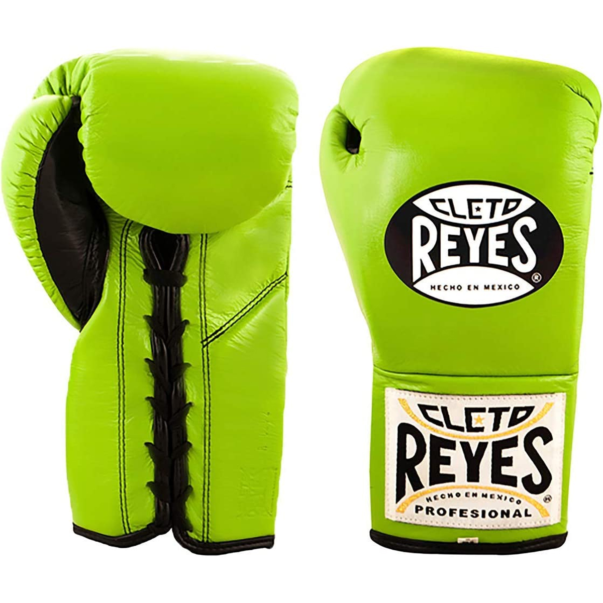 Cleto Reyes Official Lace Up Competition Boxing Gloves 10 oz. Citrus Green