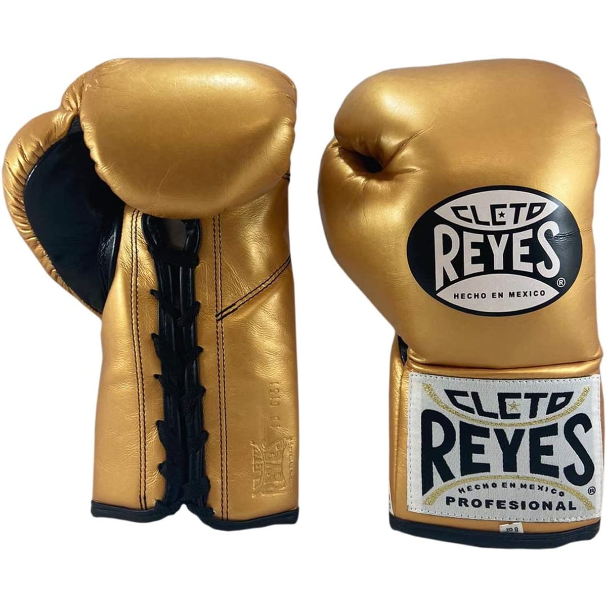 Cleto Reyes Official Lace Up Competition Boxing Gloves 8 oz. Solid Gold
