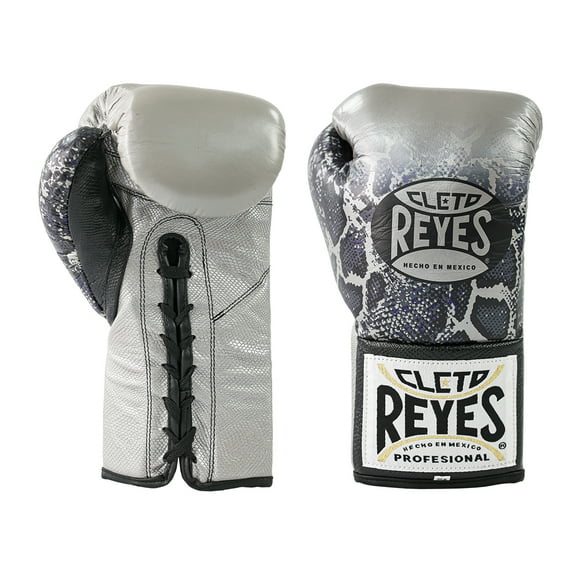 Cleto Reyes Professional Boxing Gloves for Men and Women (8 oz, Silver Black Steel Snake)