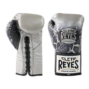 Cleto Reyes Professional Boxing Gloves for Men and Women 8 oz, Silver Black Steel Snake