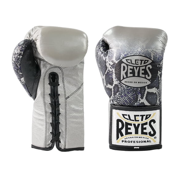 Cleto Reyes Professional Boxing Gloves for Men and Women (8 oz, Silver Black Steel Snake)